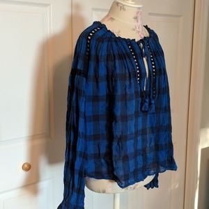 NWT Free People plaid long sleeve top